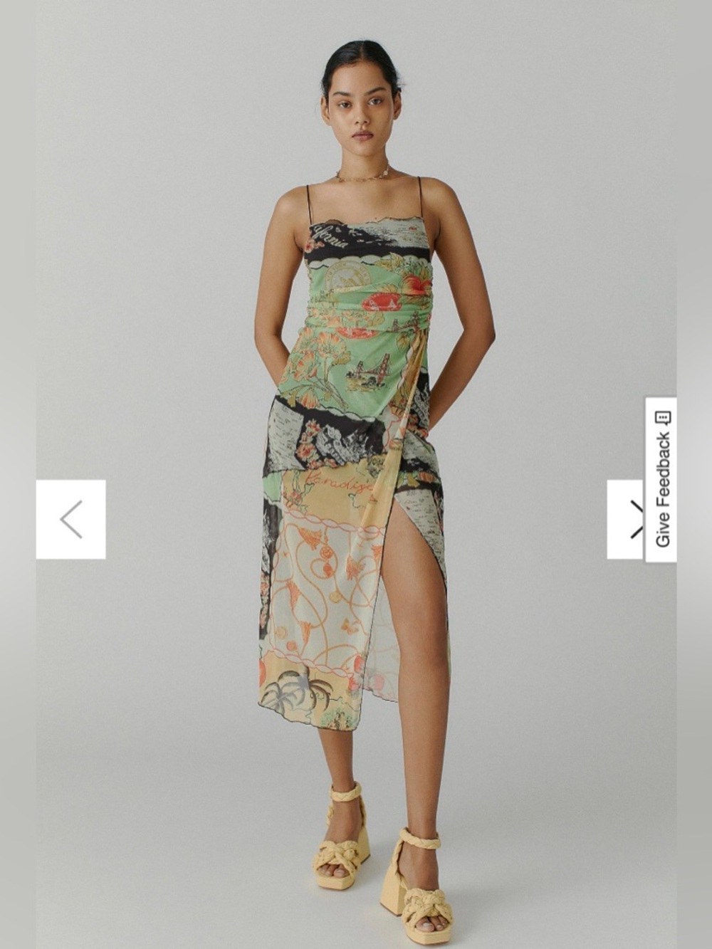 Urban Outfitters Postcard Print Wild Seam
Slip Mesh Dress Women’s Large